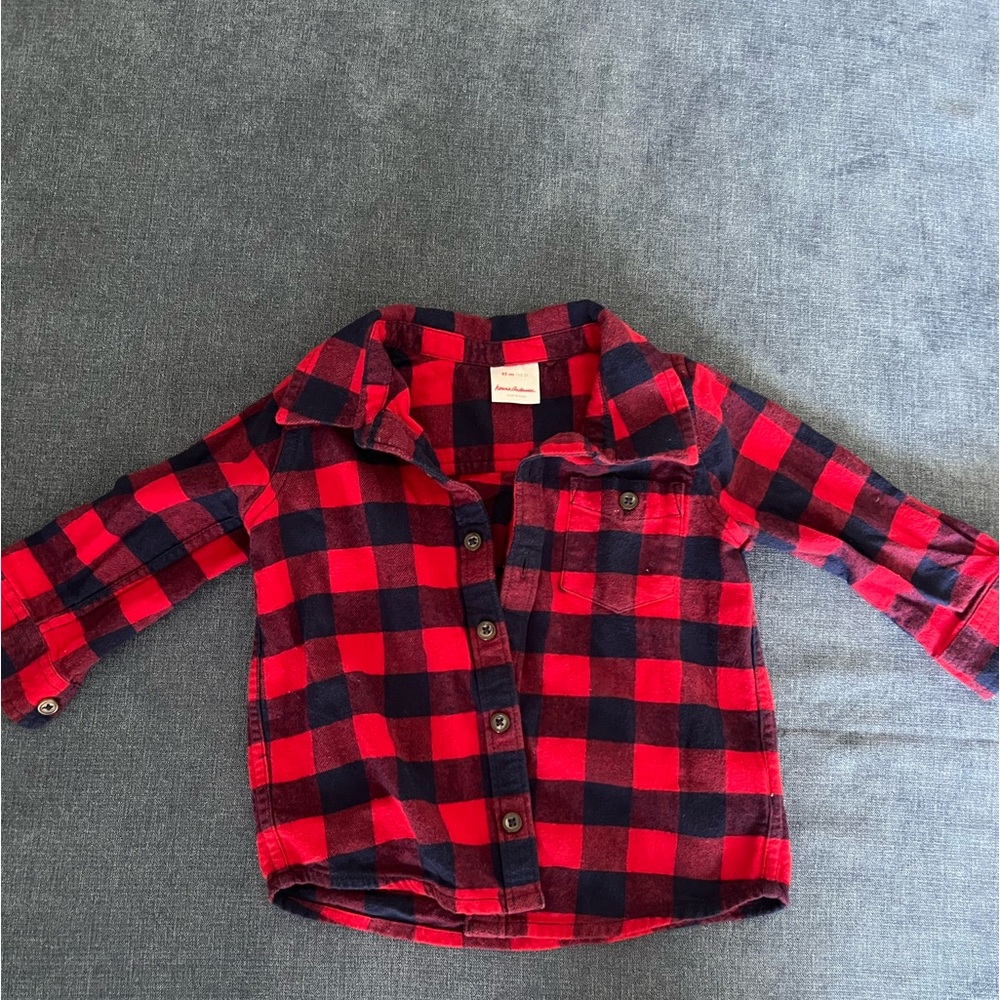 Hanna Andersson 2T Red and Black Plaid Kids Shirt